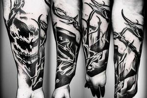 A venom snake around the hand tattoo idea