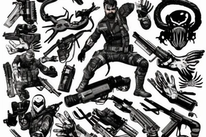 A venom snake around the hand tattoo idea