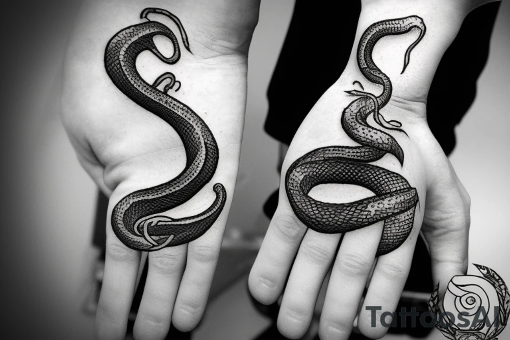 snake around the hand tattoo idea