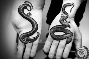 snake around the hand tattoo idea