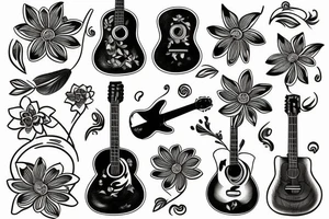 Guitar and flower tattoo idea