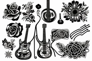 Guitar and flower tattoo idea