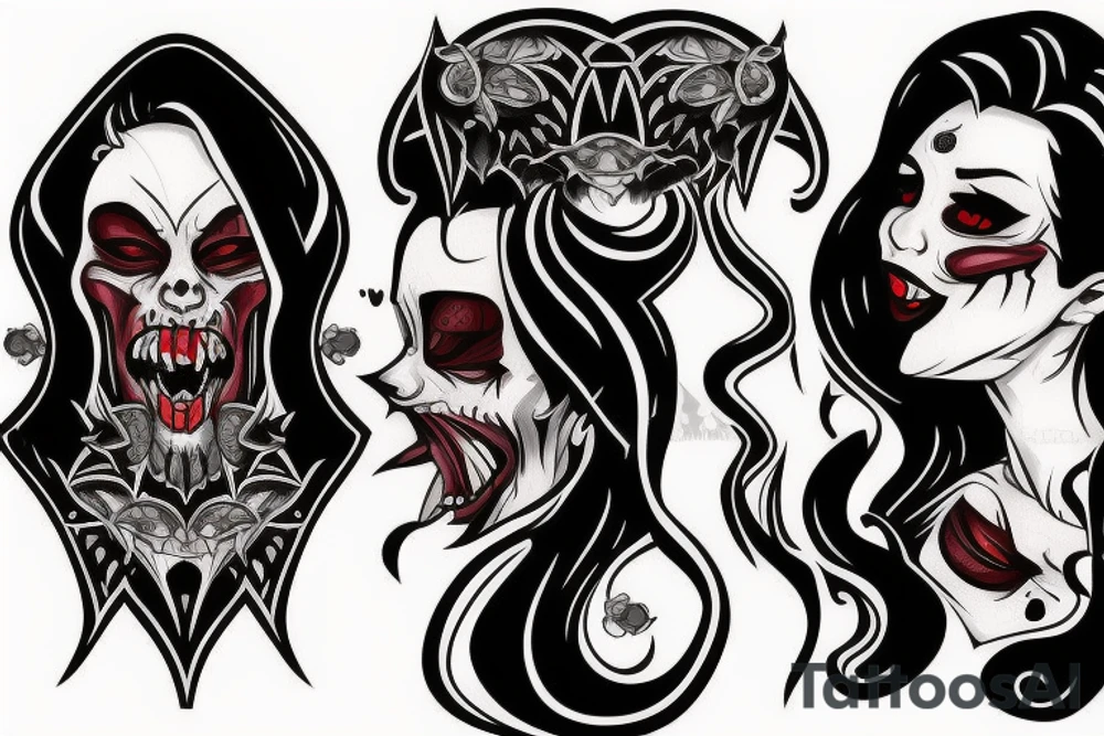 Vampire biting neck tattoo idea