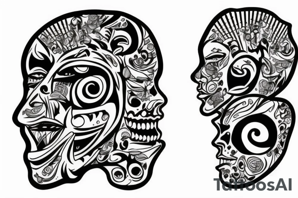 any faces with two heads tattoo idea