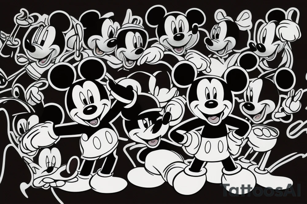 Mickey Mouse with a knife in his hand tattoo idea