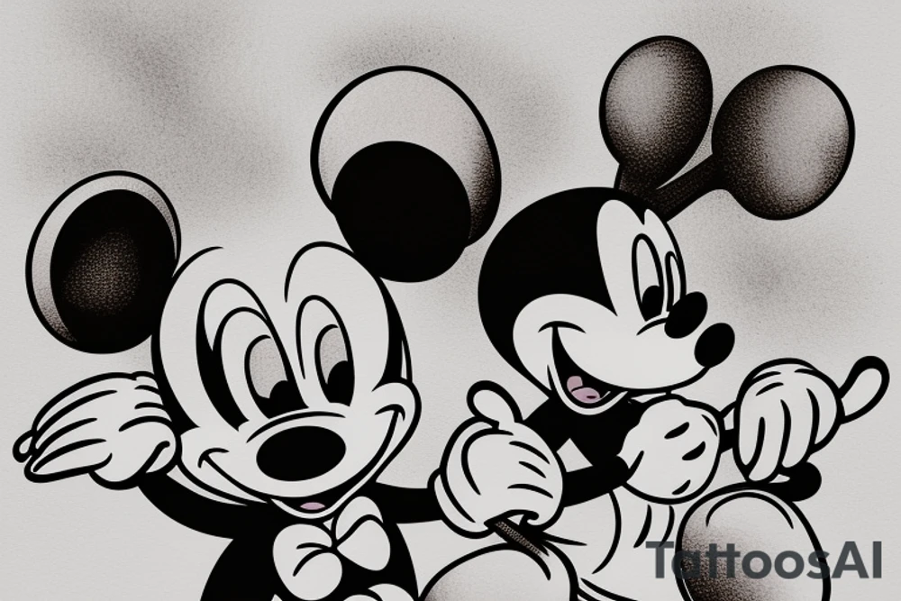 Mickey Mouse with a knife in his hand tattoo idea