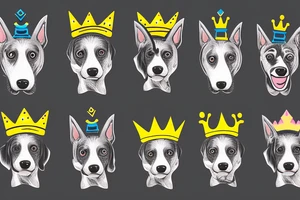 Dog with a crown on his head with a bright background tattoo idea