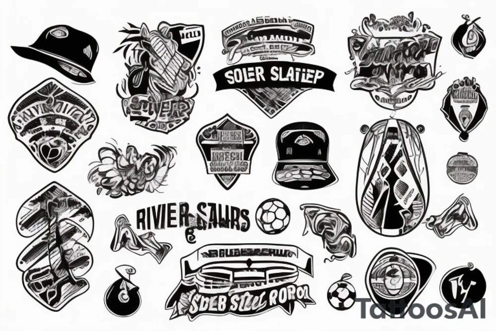 river in front of a soccer stadium tattoo idea