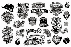 river in front of a soccer stadium tattoo idea