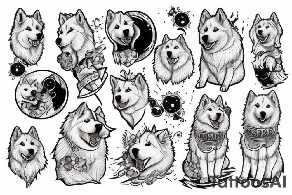 Samoyed in space tattoo idea