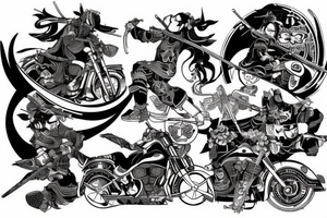 samurai riding Harley Davidson tattoo idea
