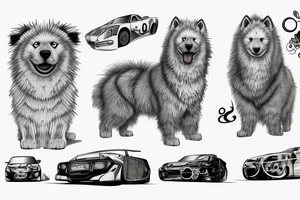 Samoyeds in jdm car tattoo idea
