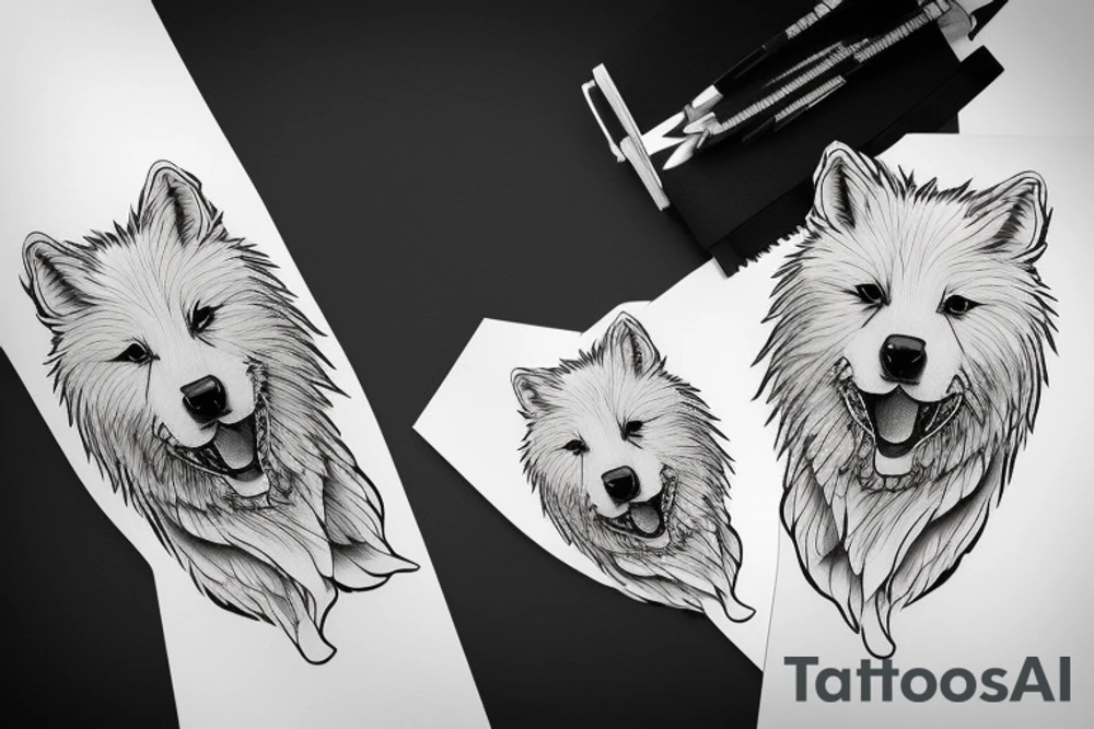 Samoyeds in jdm car tattoo idea