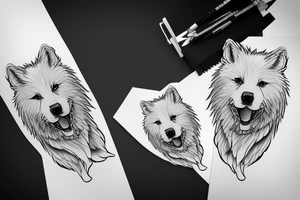Samoyeds in jdm car tattoo idea