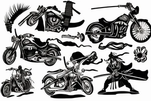 samurai riding Harley Davidson tattoo idea