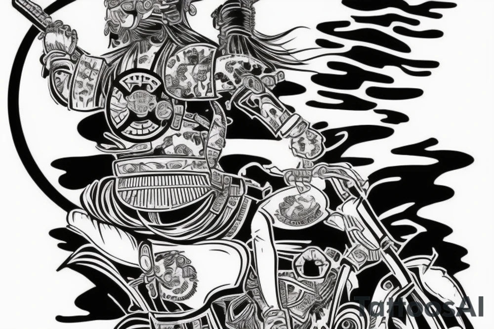 samurai riding Harley Davidson tattoo idea