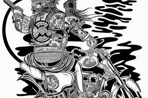samurai riding Harley Davidson tattoo idea