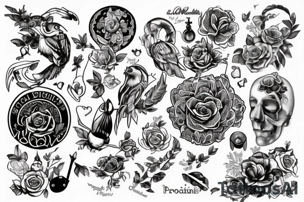 змея с открытой пастью и розы tattoo idea