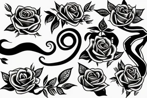 snake with open mouth and roses tattoo idea