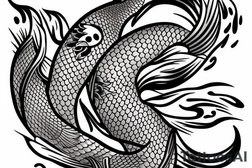 a irezumi of a koi carp swimming upstream tattoo idea