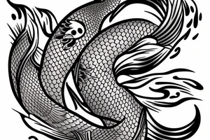 a irezumi of a koi carp swimming upstream tattoo idea