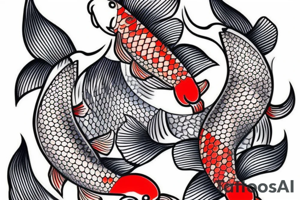 a irezumi of a koi carp swimming upstream tattoo idea