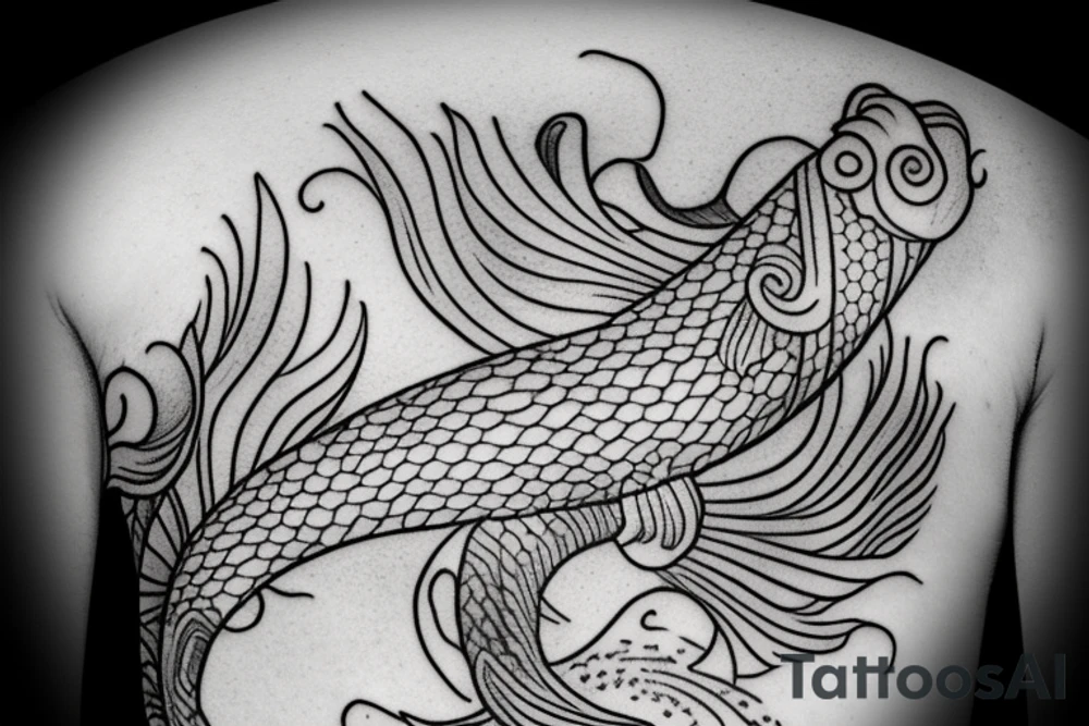 a irezumi of a koi carp swimming upstream tattoo idea