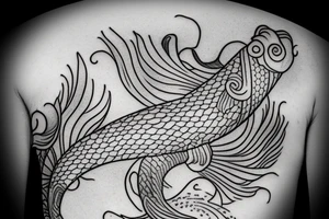 a irezumi of a koi carp swimming upstream tattoo idea