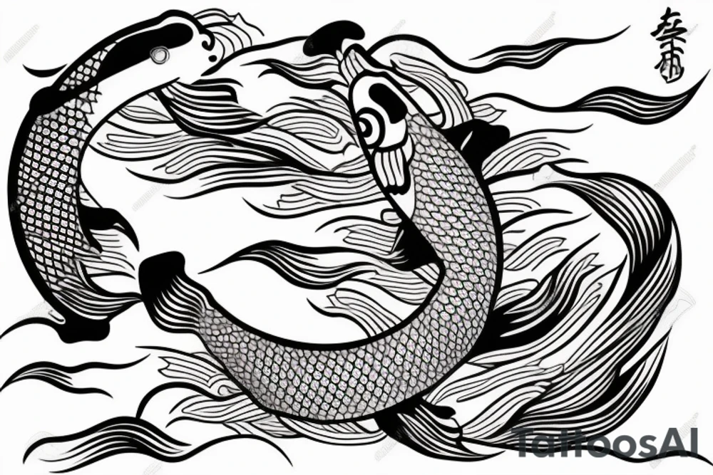 a irezumi of a koi carp swimming upstream tattoo idea