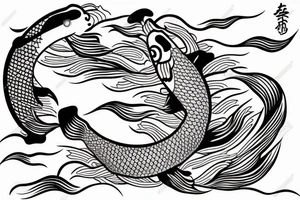 a irezumi of a koi carp swimming upstream tattoo idea