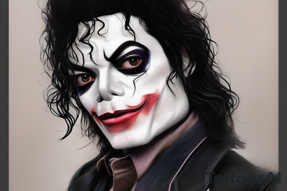 A beautiful portrait of Michael Jackson as the Joker by greg rutkowski, raymond swanland and artgerm, sharp focus, trending on artstation, ultra realistic digital art, highly detailed, digital painting, artstation, concept art, smooth, sharp focus, illustration, hyper detail, octane render, 8k, Pixar style tattoo idea
