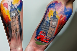 london, detailed painting, impressionism, oil on canvas tattoo idea