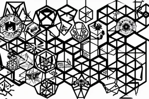 hacker, hexagon, binary, wilderness tattoo idea