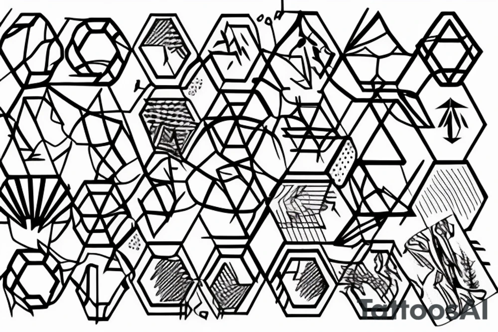 hacker, hexagon, binary, wilderness tattoo idea