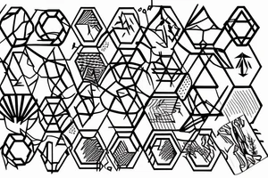hacker, hexagon, binary, wilderness tattoo idea
