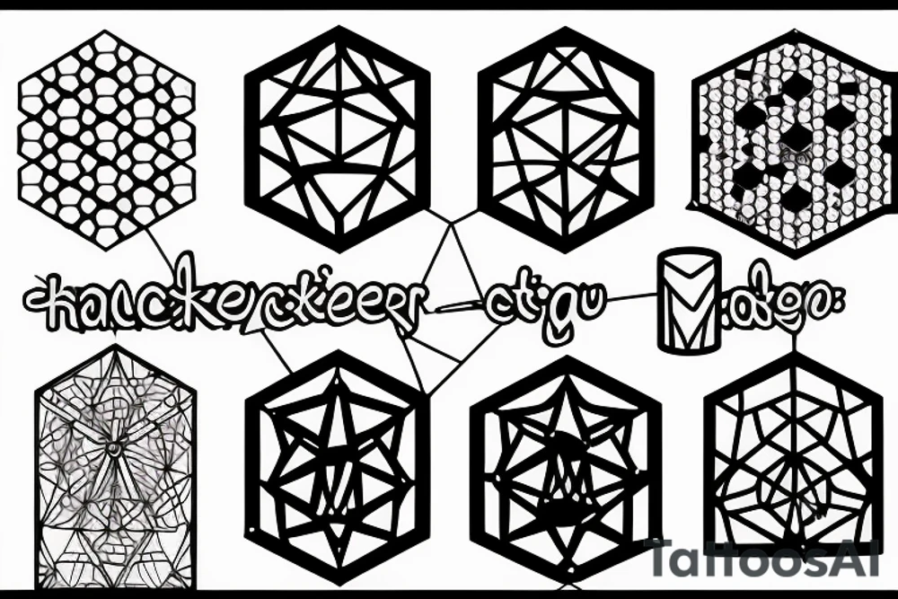 hacker, hexagon, binary, wilderness tattoo idea