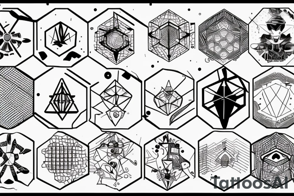 hacker, hexagon, binary, wilderness tattoo idea