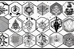 hacker, hexagon, binary, wilderness tattoo idea