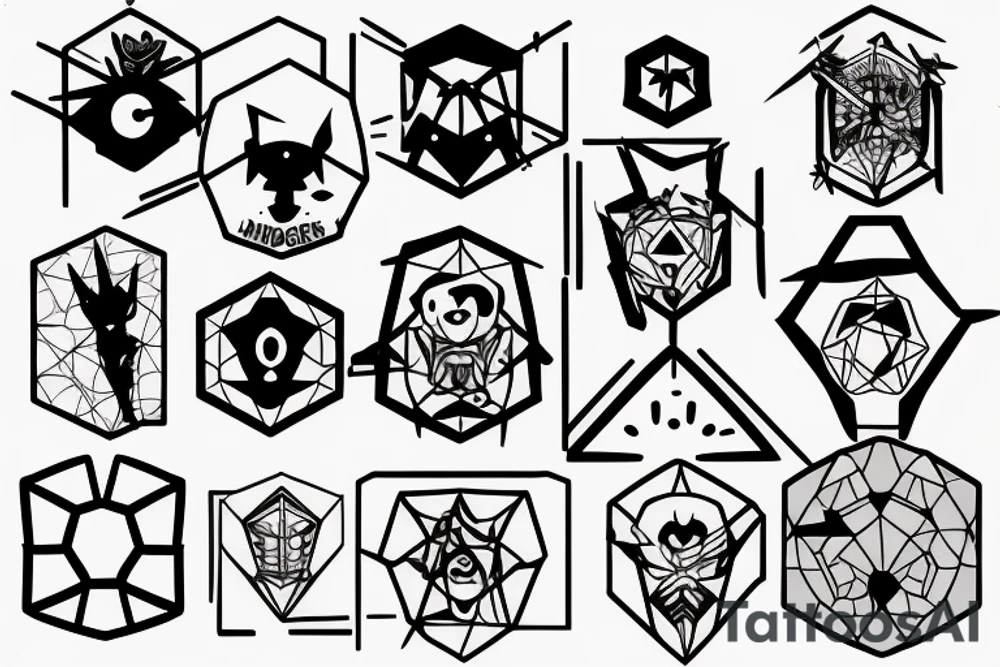 hacker, hexagon, binary, wilderness tattoo idea