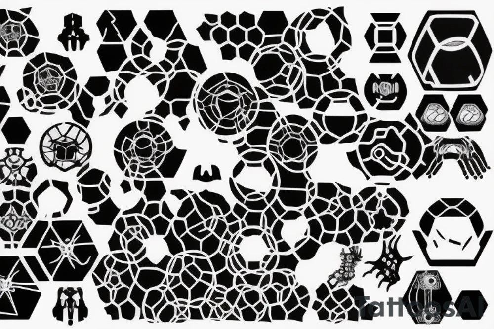 binary hexagons, hacker, dark tattoo idea
