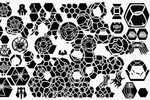 binary hexagons, hacker, dark tattoo idea