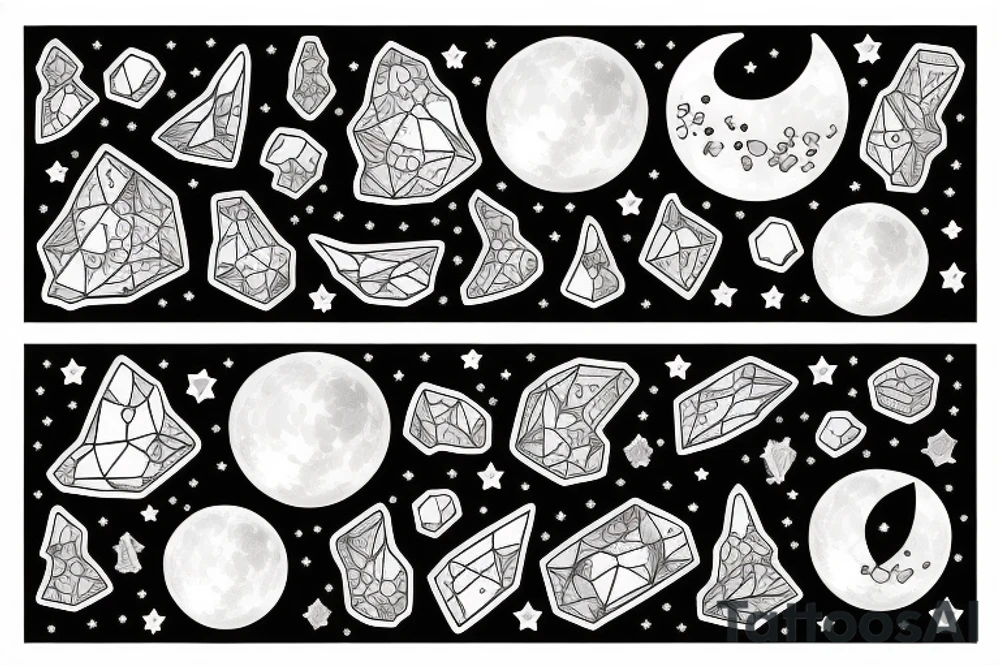 The moon with Amy these crystals inside tattoo idea