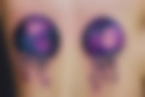 The moon with Amethyst crystals inside tattoo idea