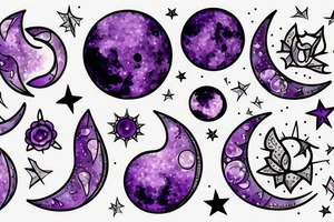 The moon with Amethyst crystals inside tattoo idea