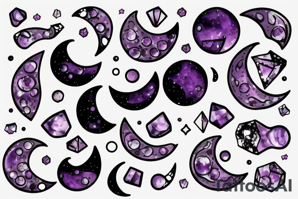 The moon with Amethyst crystals inside tattoo idea