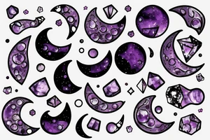 The moon with Amethyst crystals inside tattoo idea