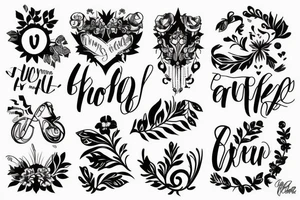 black graphic tattoo, lettering and blackwork are highly social subjects. tattoo idea