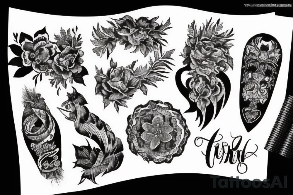 black graphic tattoo, lettering and blackwork are highly social subjects. tattoo idea