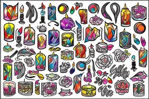 bright multicolored candle tattoo idea