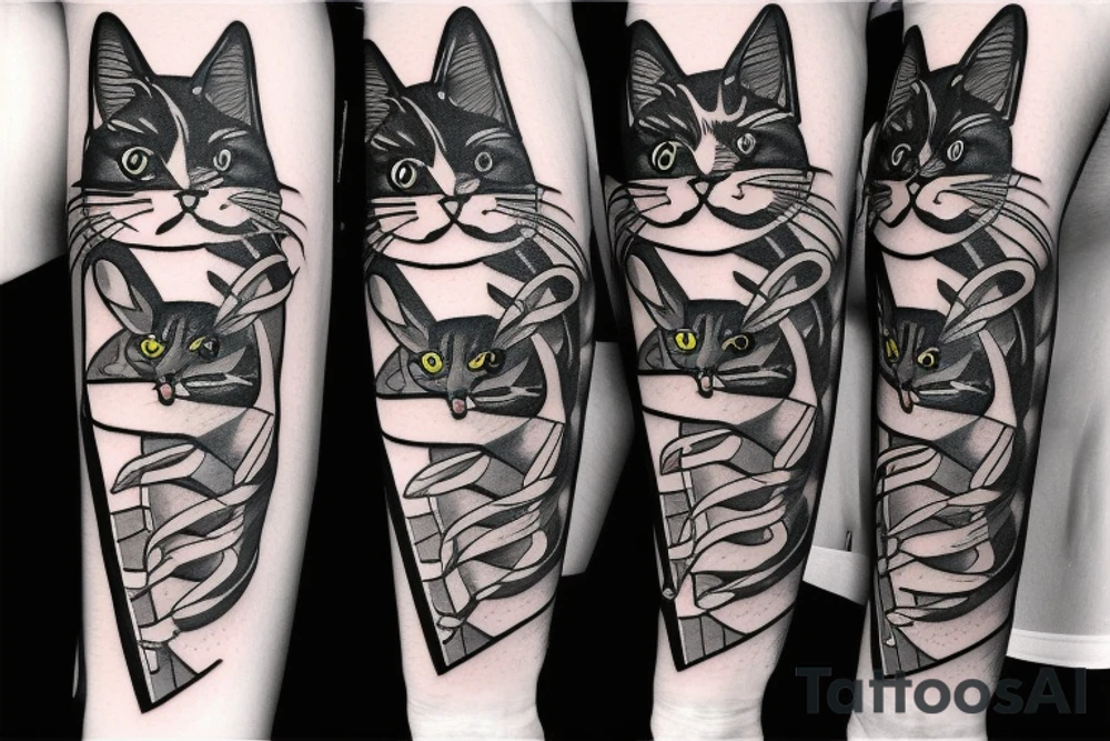 cat in nike blazer tattoo idea